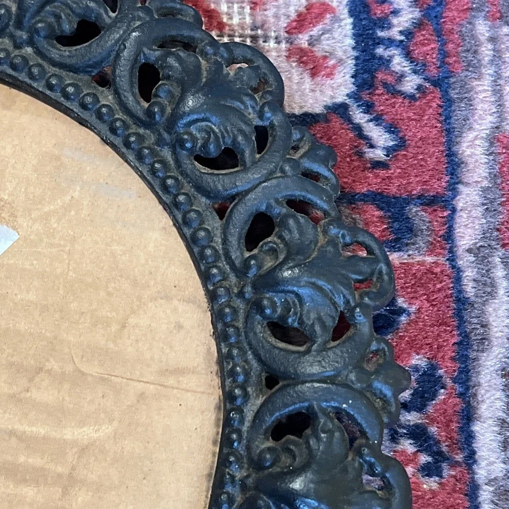 Antique EMIG Cast Iron Frame Dixie Pattern Heavy Ornate Victorian Oval Black
